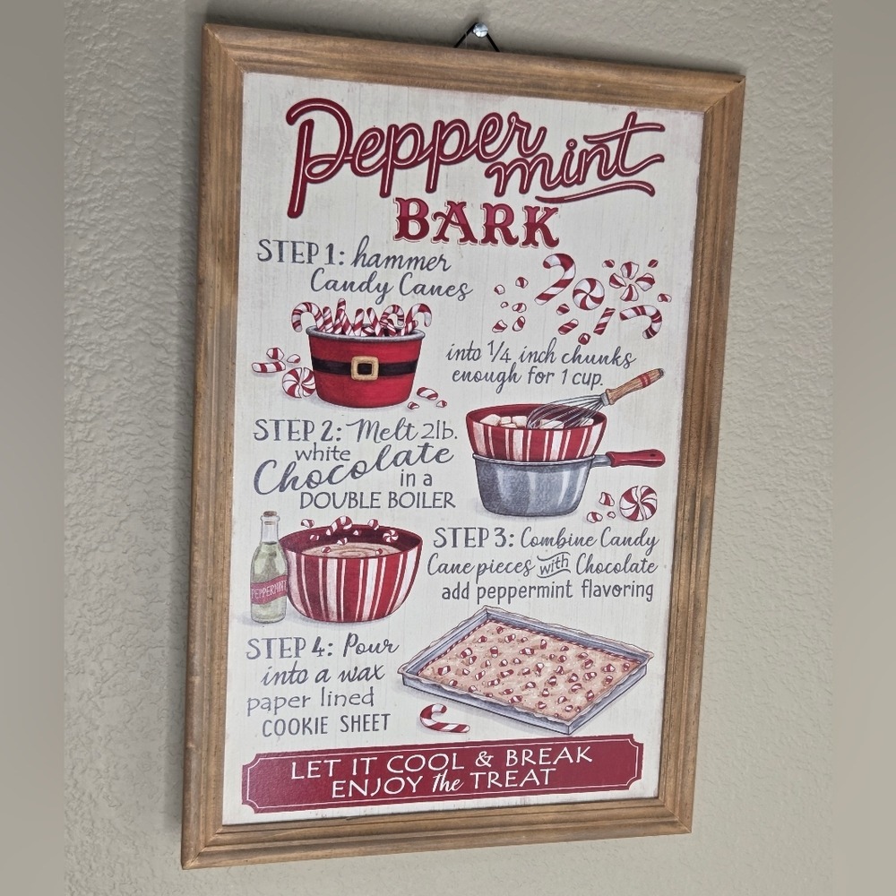 Peppermint Bark Recipe Christmas Candy Sweet Treats Mrs Claus Bakery Wall‎ Art